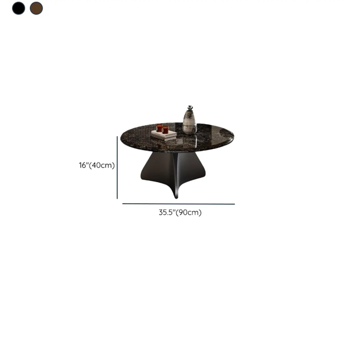 Modern Small Round Polished Stone Stain-Resist Coffee Table Image - 11