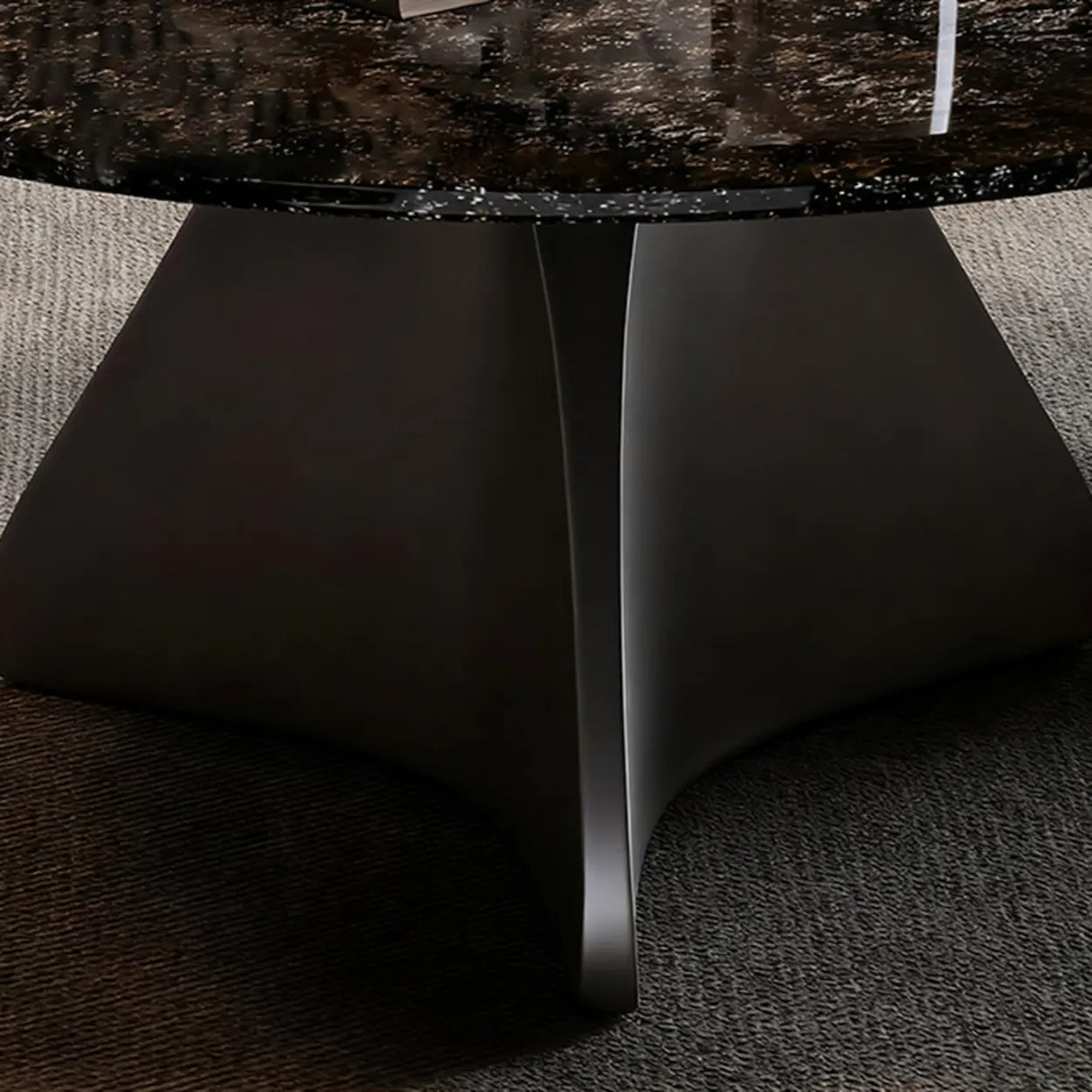 Modern Small Round Polished Stone Stain-Resist Coffee Table Image - 8