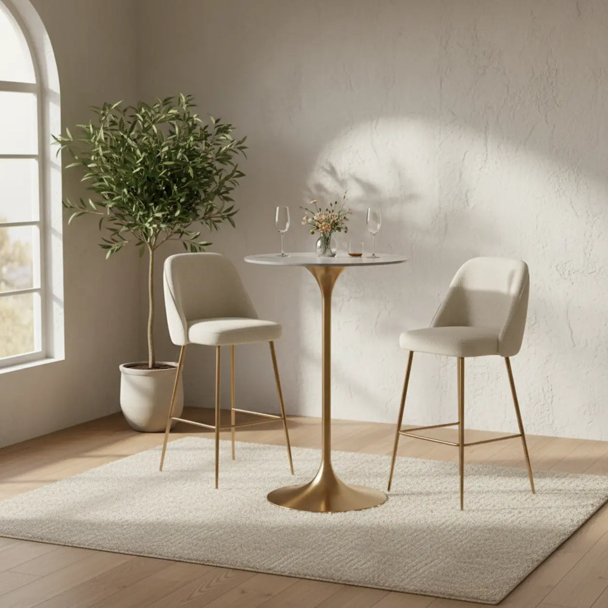 Modern Small Round Scratch Resistant Gold Base Bar Table Image - 3