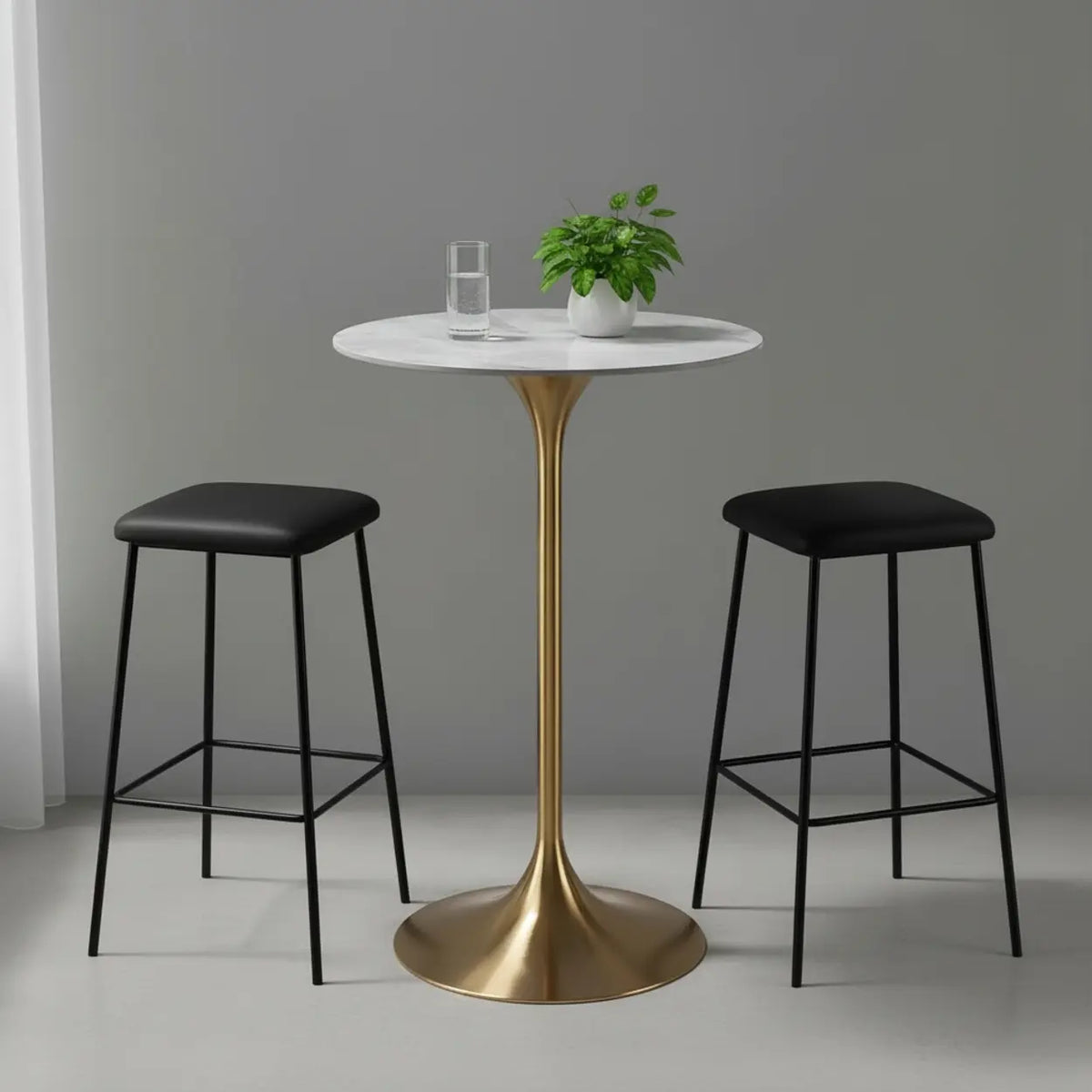 Modern Small Round Scratch Resistant Gold Base Bar Table Image - 6