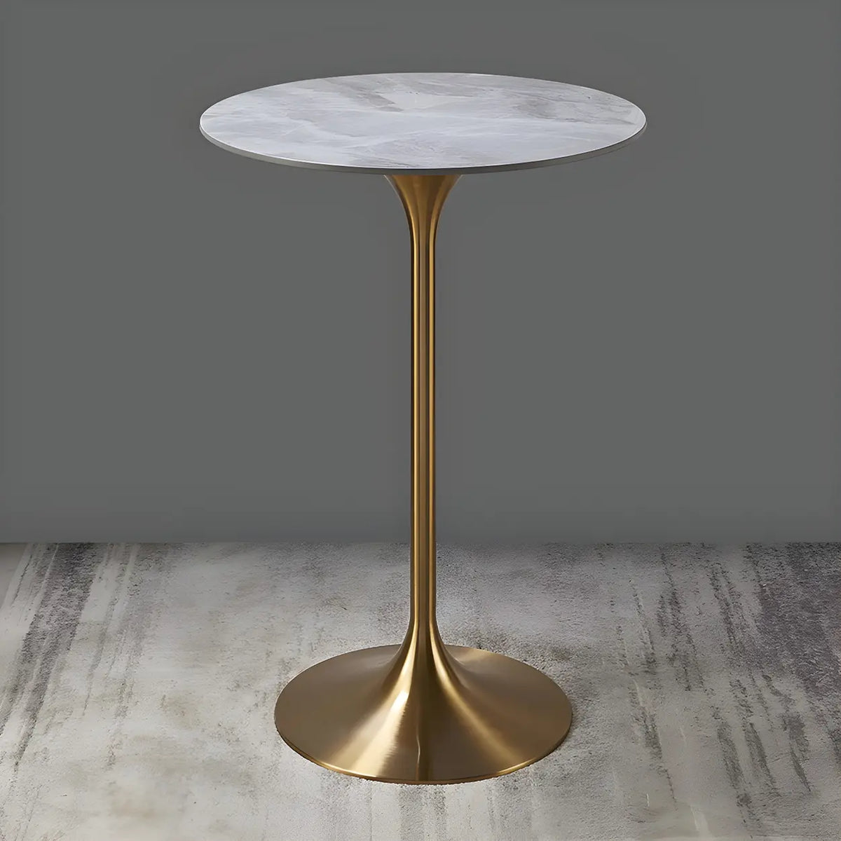 23.6"L x 23.6"W x 41.3"H Grey Table Only Round Modern Small Round Scratch Resistant Gold Base Bar Table Image - 7