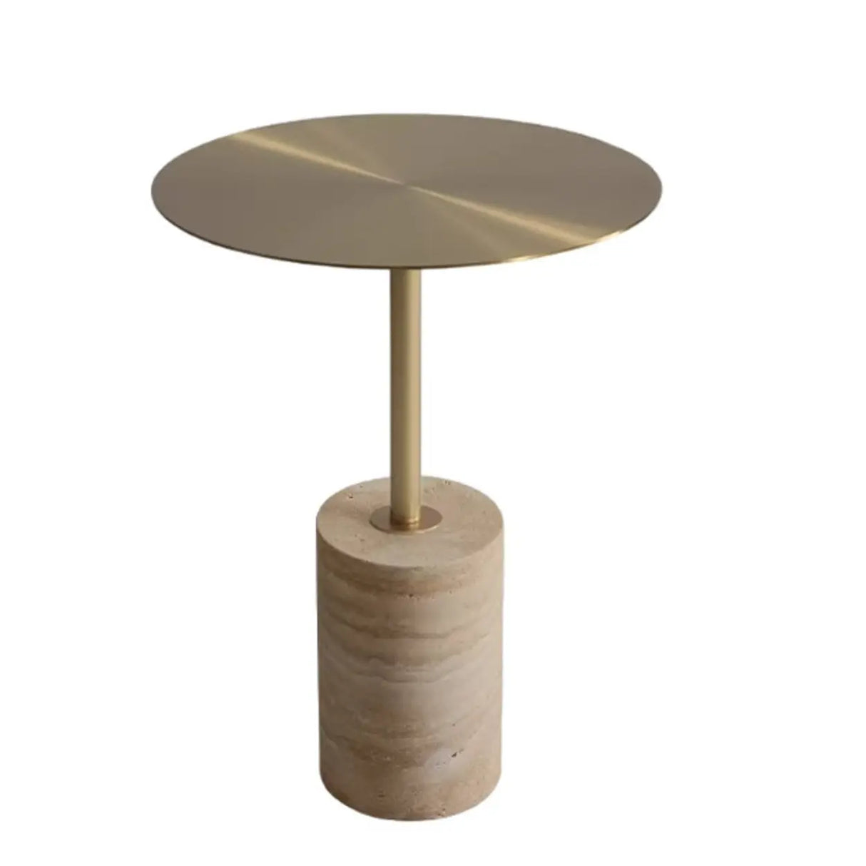 Modern Small Round Travertine Base Outdoor Patio Side Table Image - 7