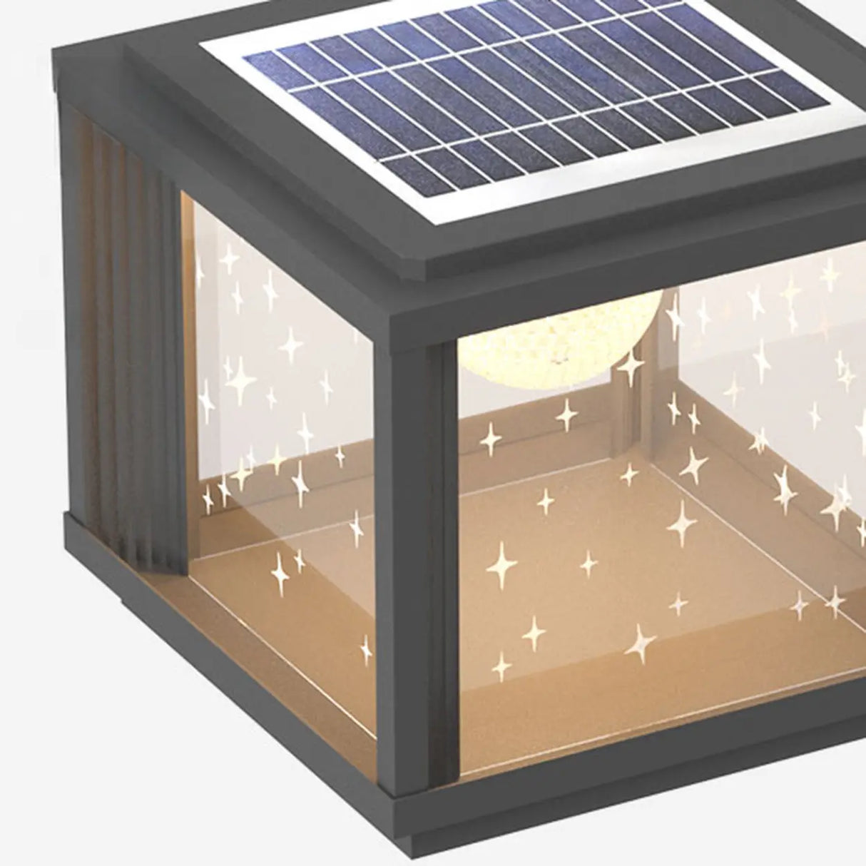 Modern Solar Square Outdoor Pillar Lamp 3-Light Color Image - 6