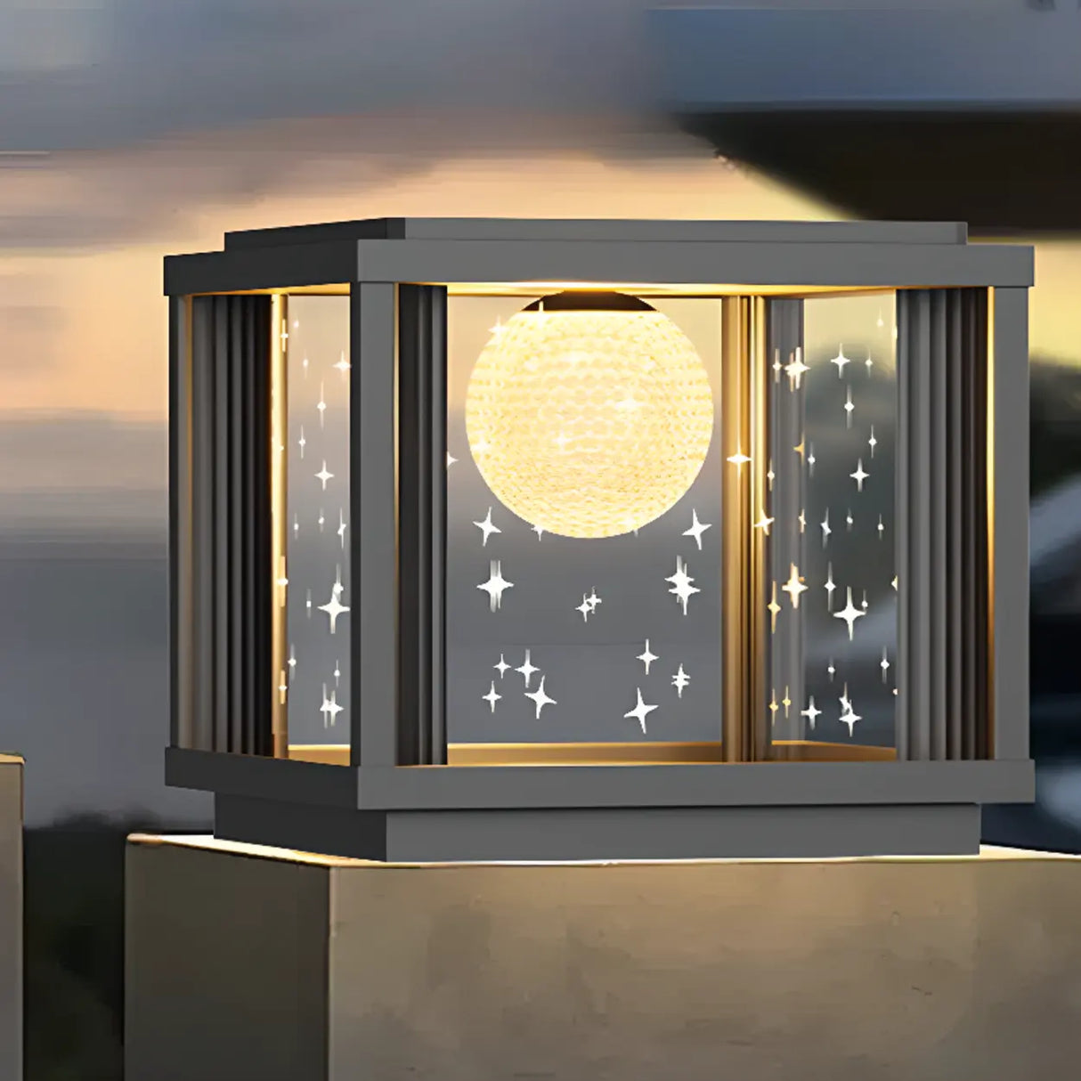 Modern Solar Square Outdoor Pillar Lamp 3-Light Color Image - 8