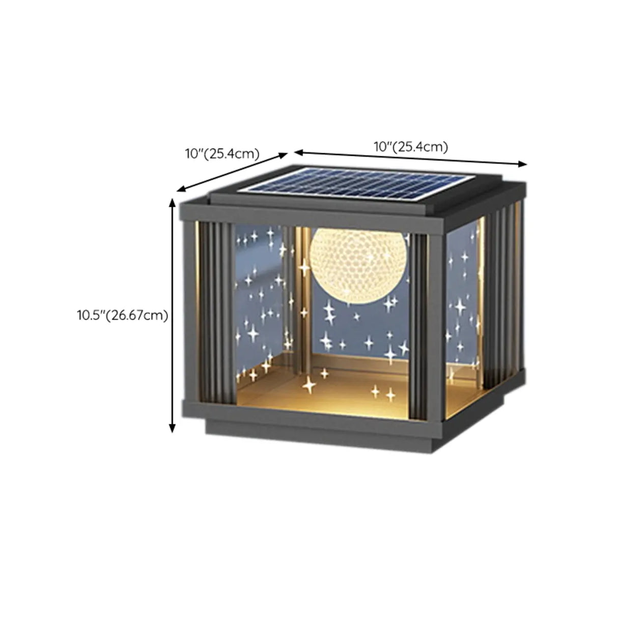 Modern Solar Square Outdoor Pillar Lamp 3-Light Color