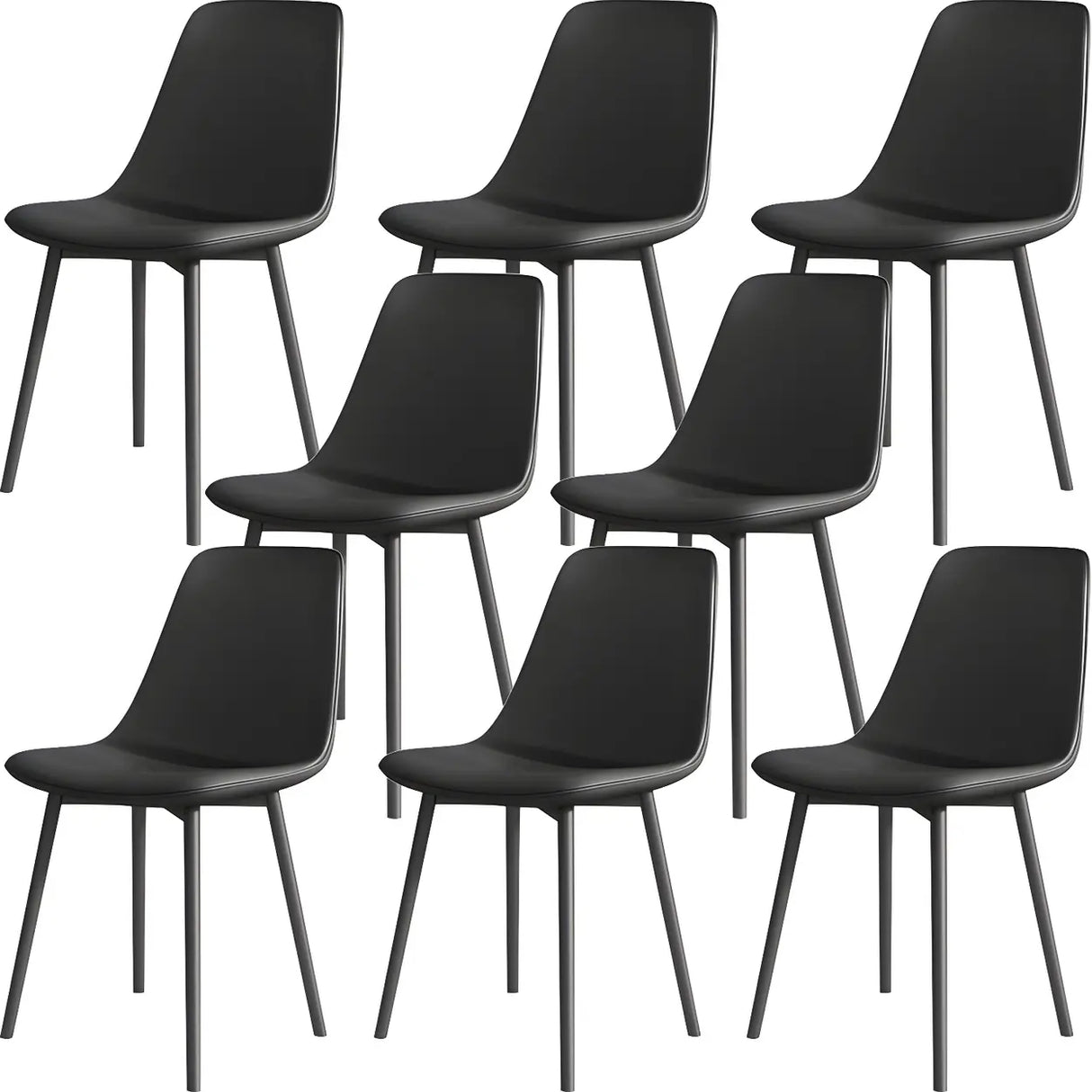 Modern Solid Back PU Leather Upholstered Dining Chairs Image - 10
