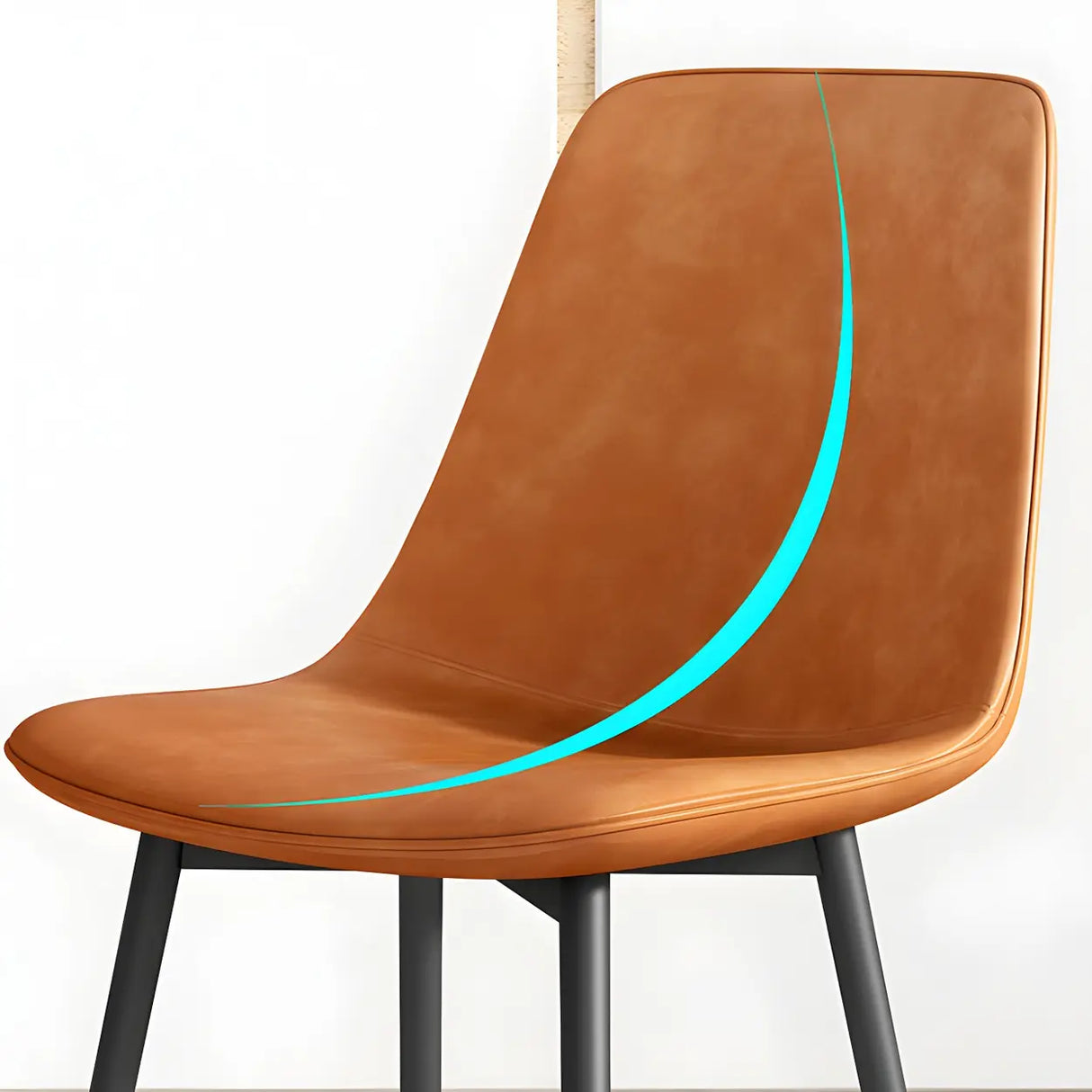 Modern Solid Back PU Leather Upholstered Dining Chairs Image - 12