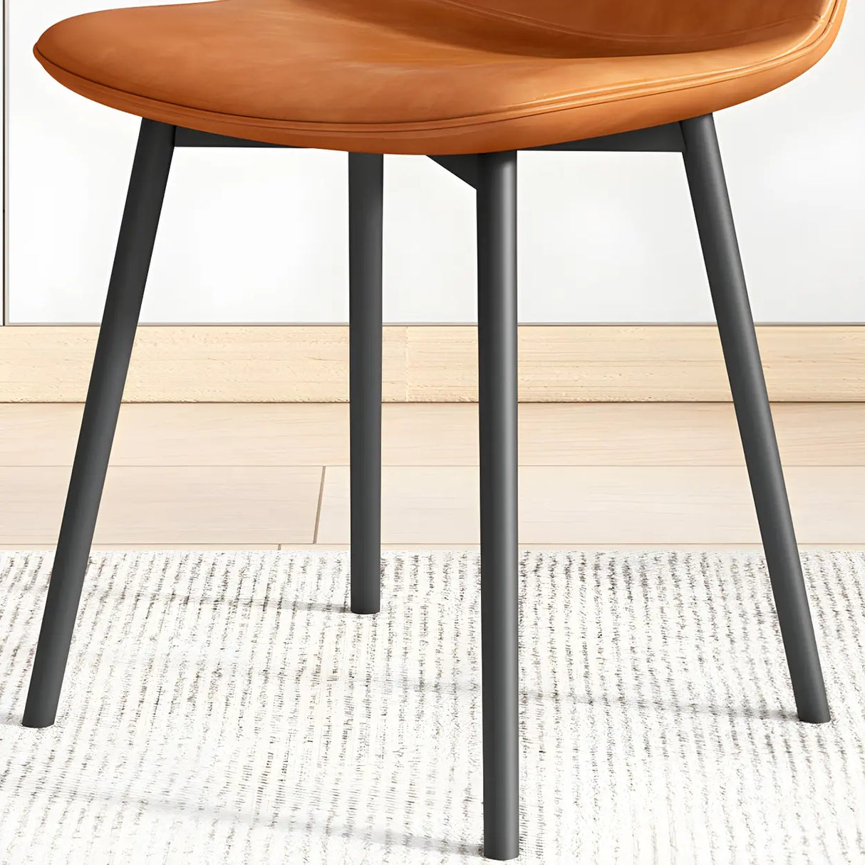 Modern Solid Back PU Leather Upholstered Dining Chairs Image - 18