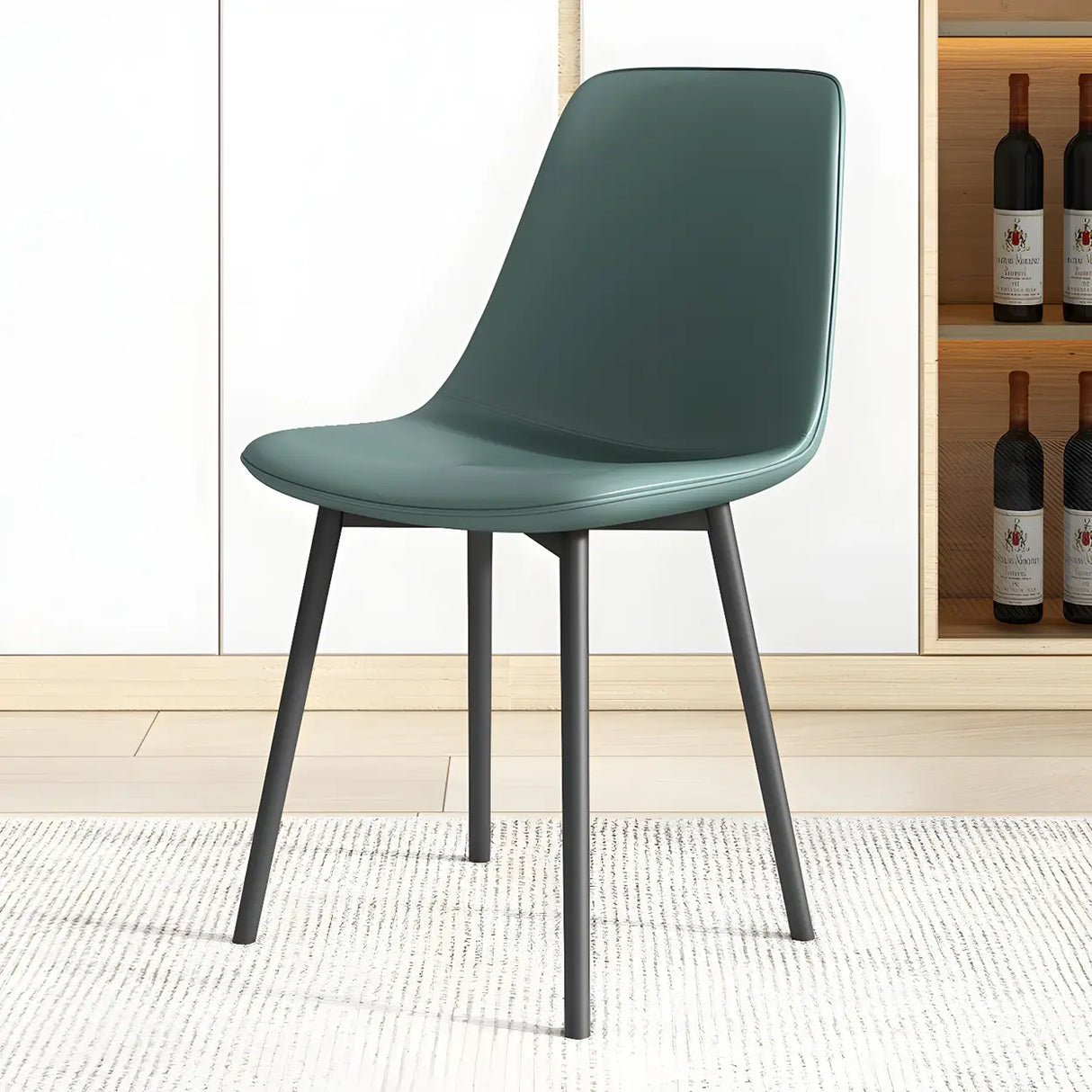 Modern Solid Back PU Leather Upholstered Dining Chairs Image - 31