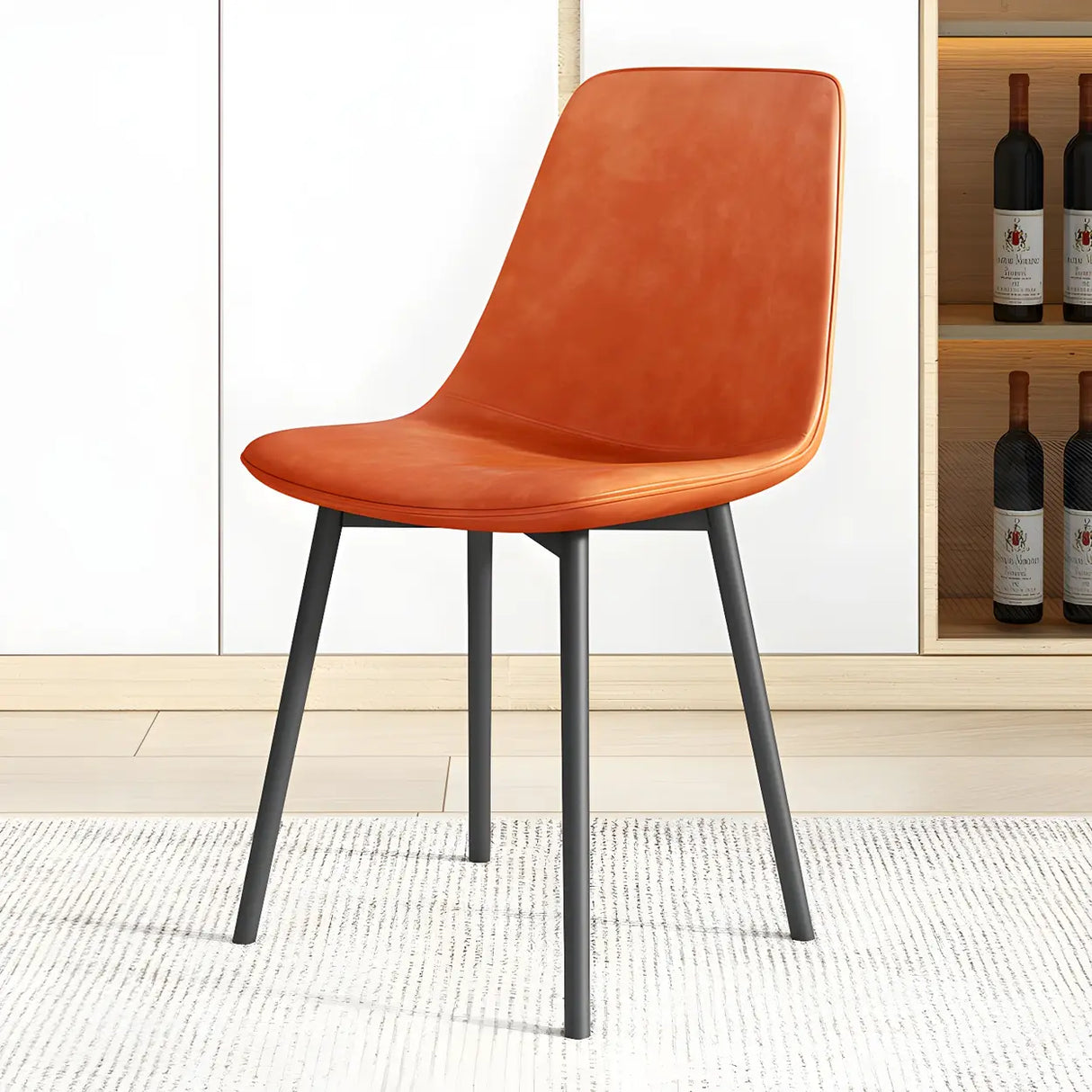 Modern Solid Back PU Leather Upholstered Dining Chairs Image - 41