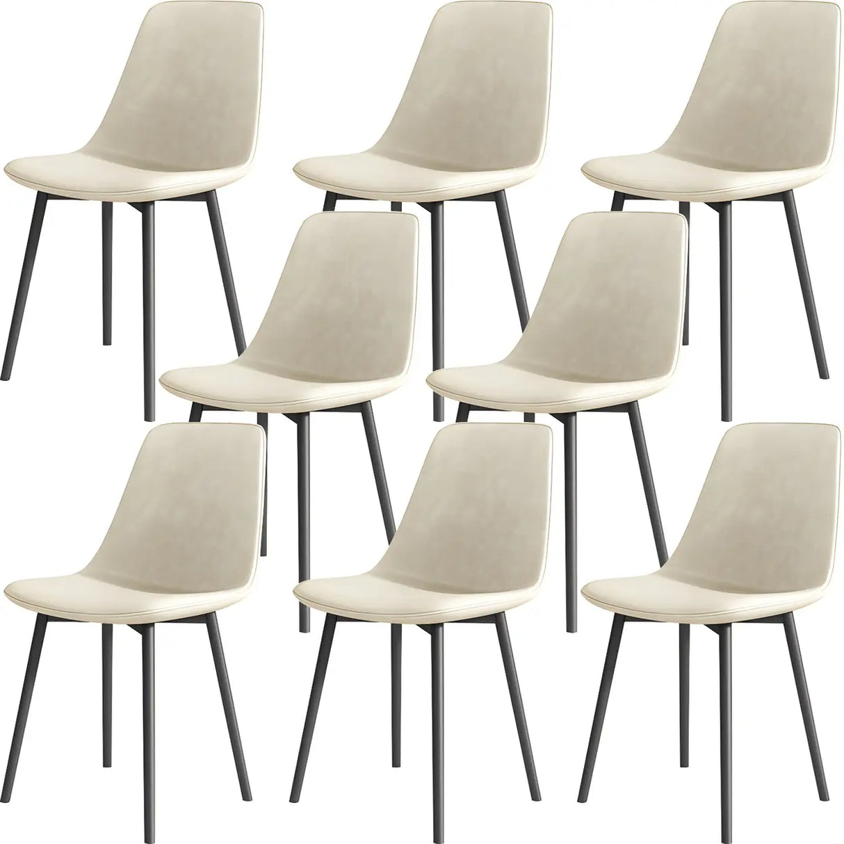 Modern Solid Back PU Leather Upholstered Dining Chairs Image - 50