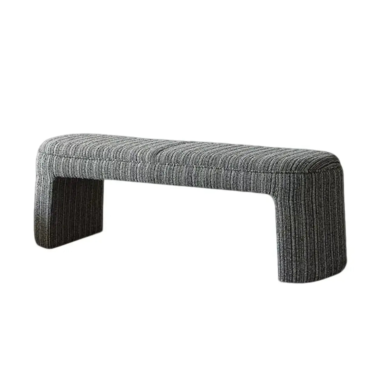 Modern Solid Wood Striped Upholstered Bedroom Accent Bench Image - 18