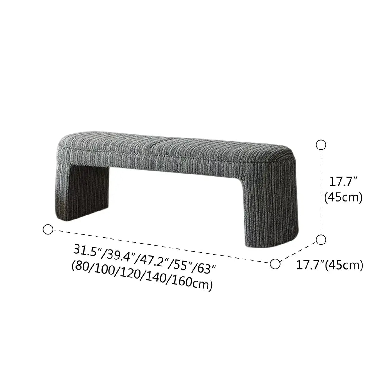 Modern Solid Wood Striped Upholstered Bedroom Accent Bench