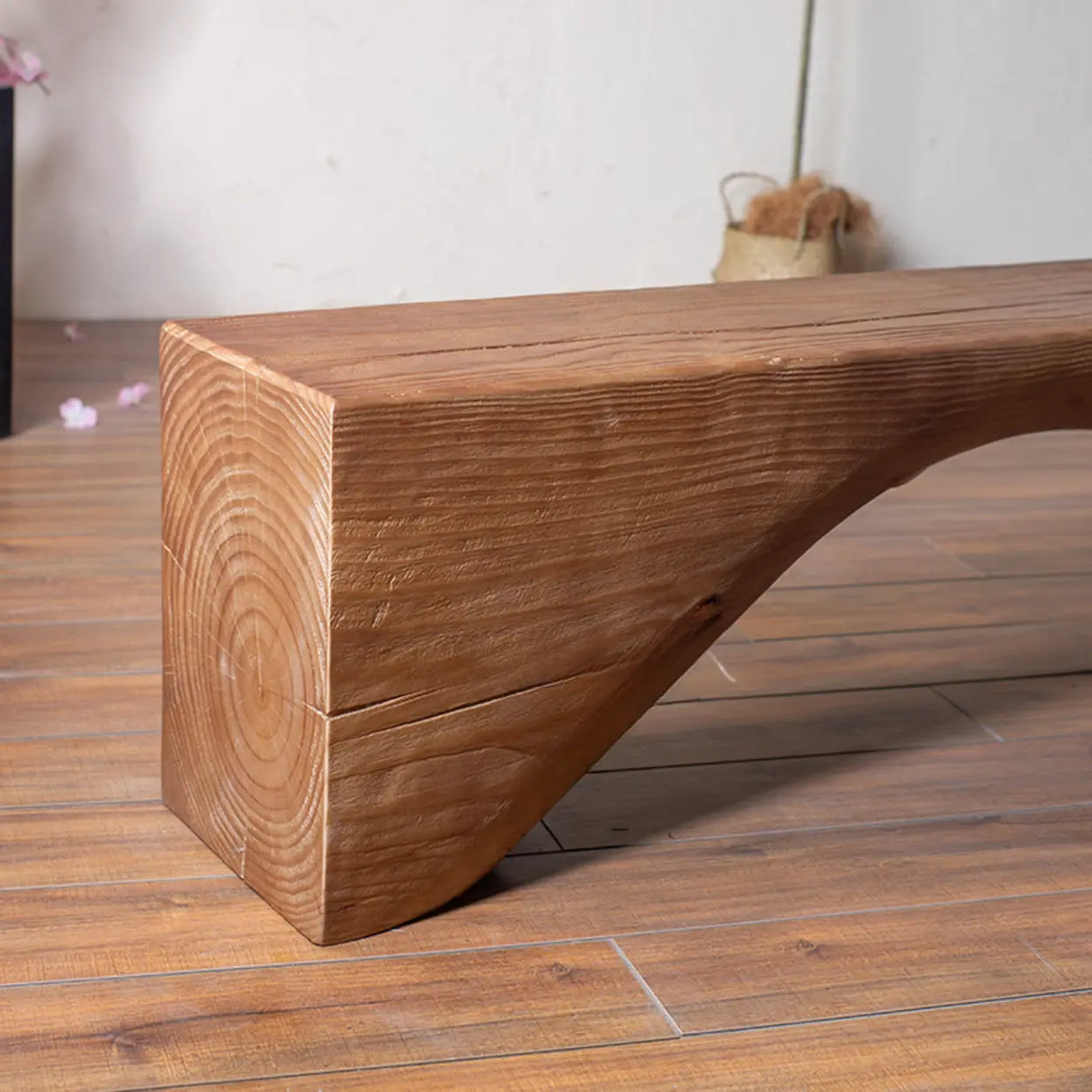 Modern Solid Wood Wave Bench for Home & Office Decor Image - 12