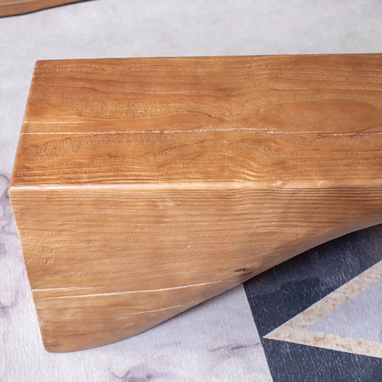 Modern Solid Wood Wave Bench for Home & Office Decor Image - 14