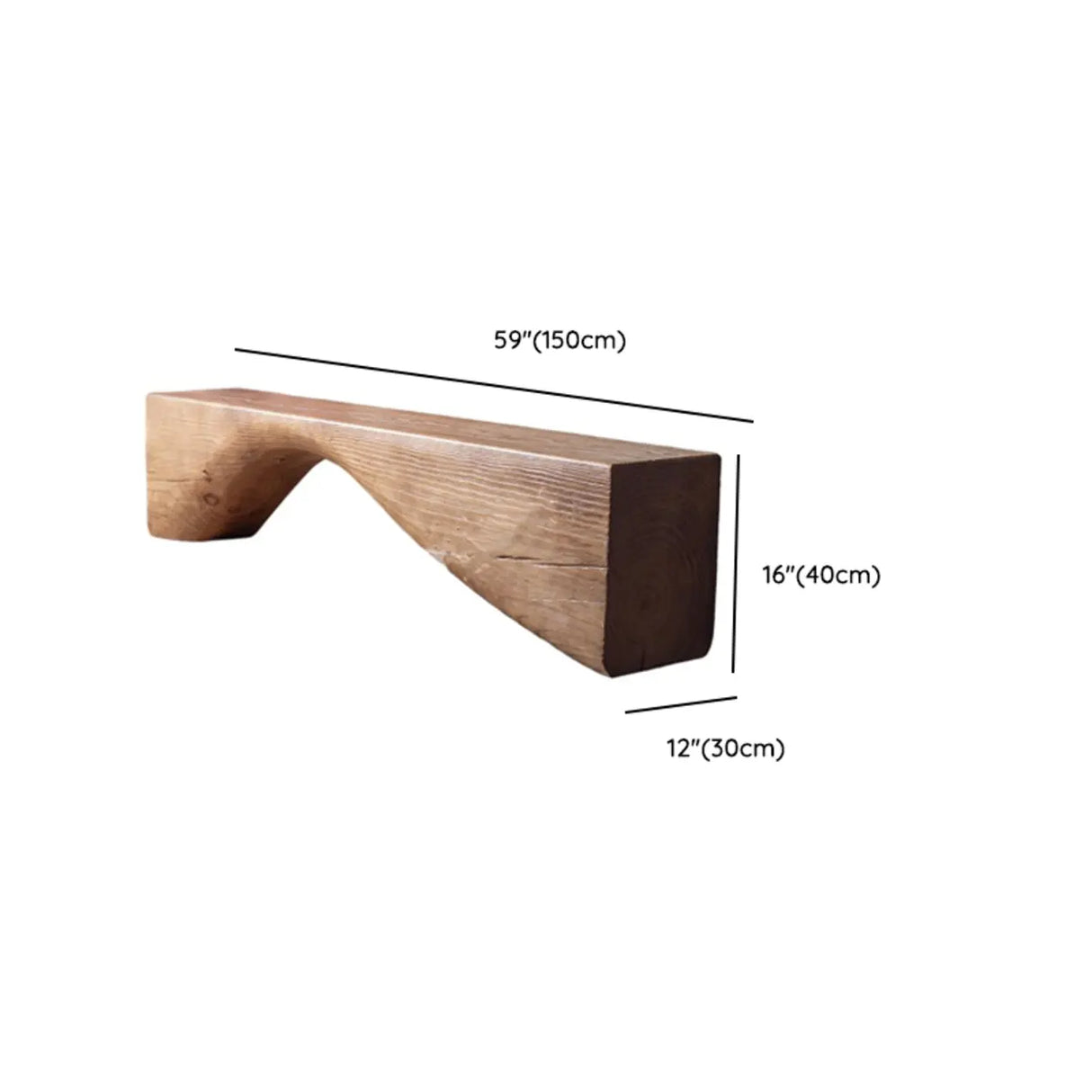 Modern Solid Wood Wave Bench for Home & Office Decor Image - 25