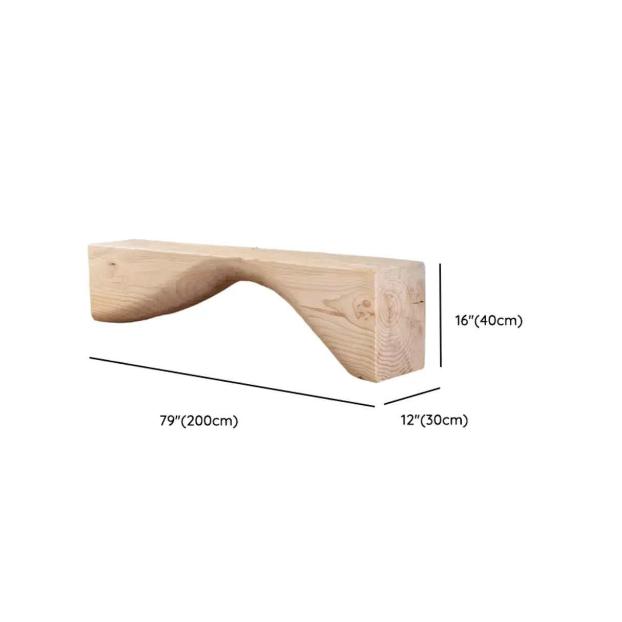 Modern Solid Wood Wave Bench for Home & Office Decor Image - 31