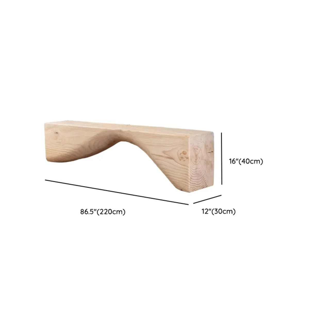 Modern Solid Wood Wave Bench for Home & Office Decor Image - 35