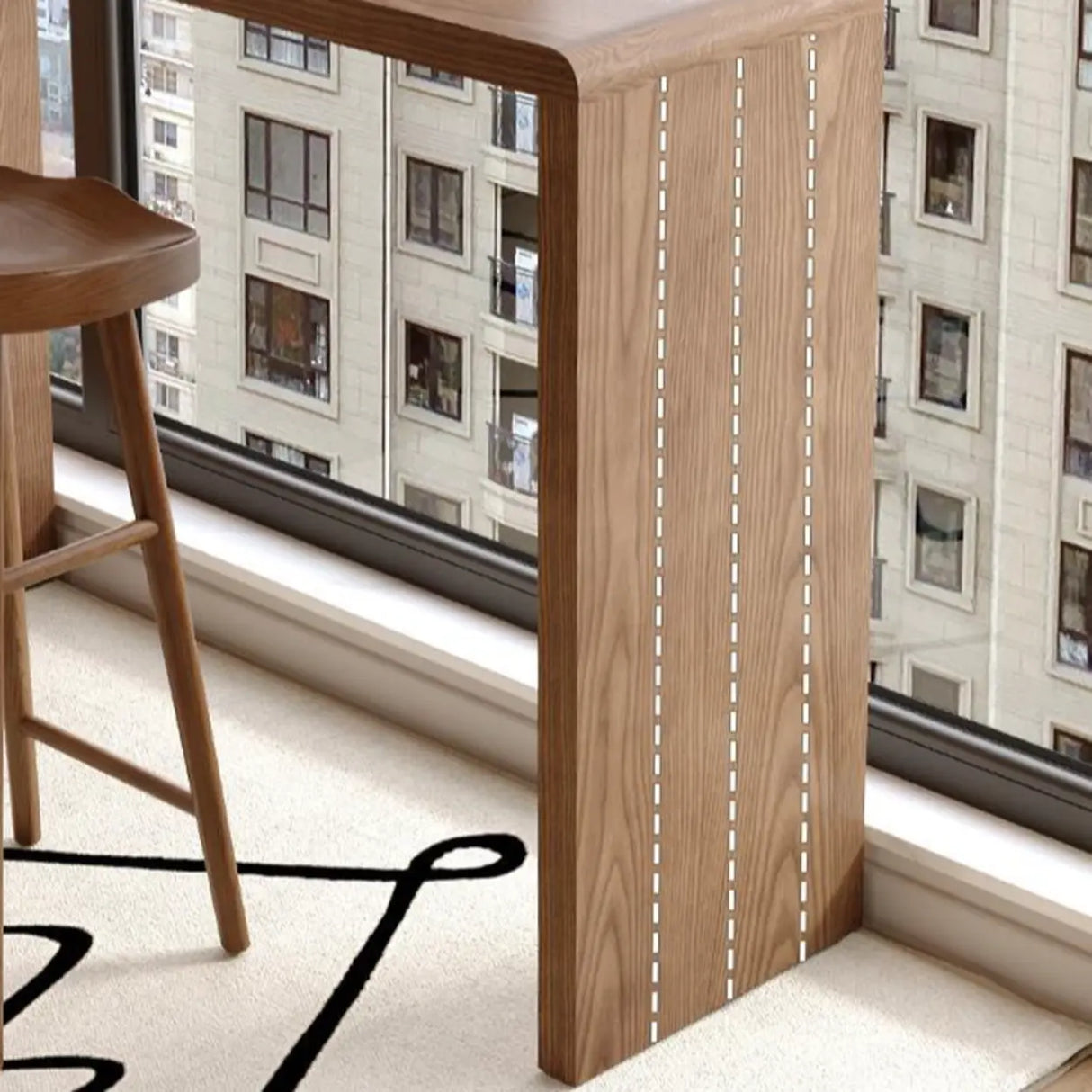 Modern Space-Saving Bar Height Table with Storage Shelves Image - 11