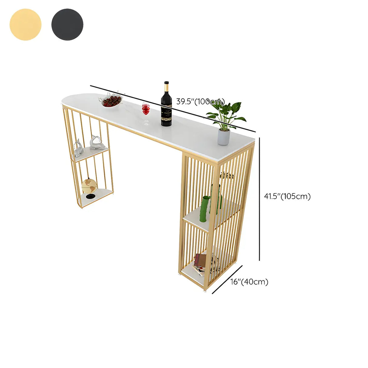 Modern Space-Saving Bar Table with Storage Shelves