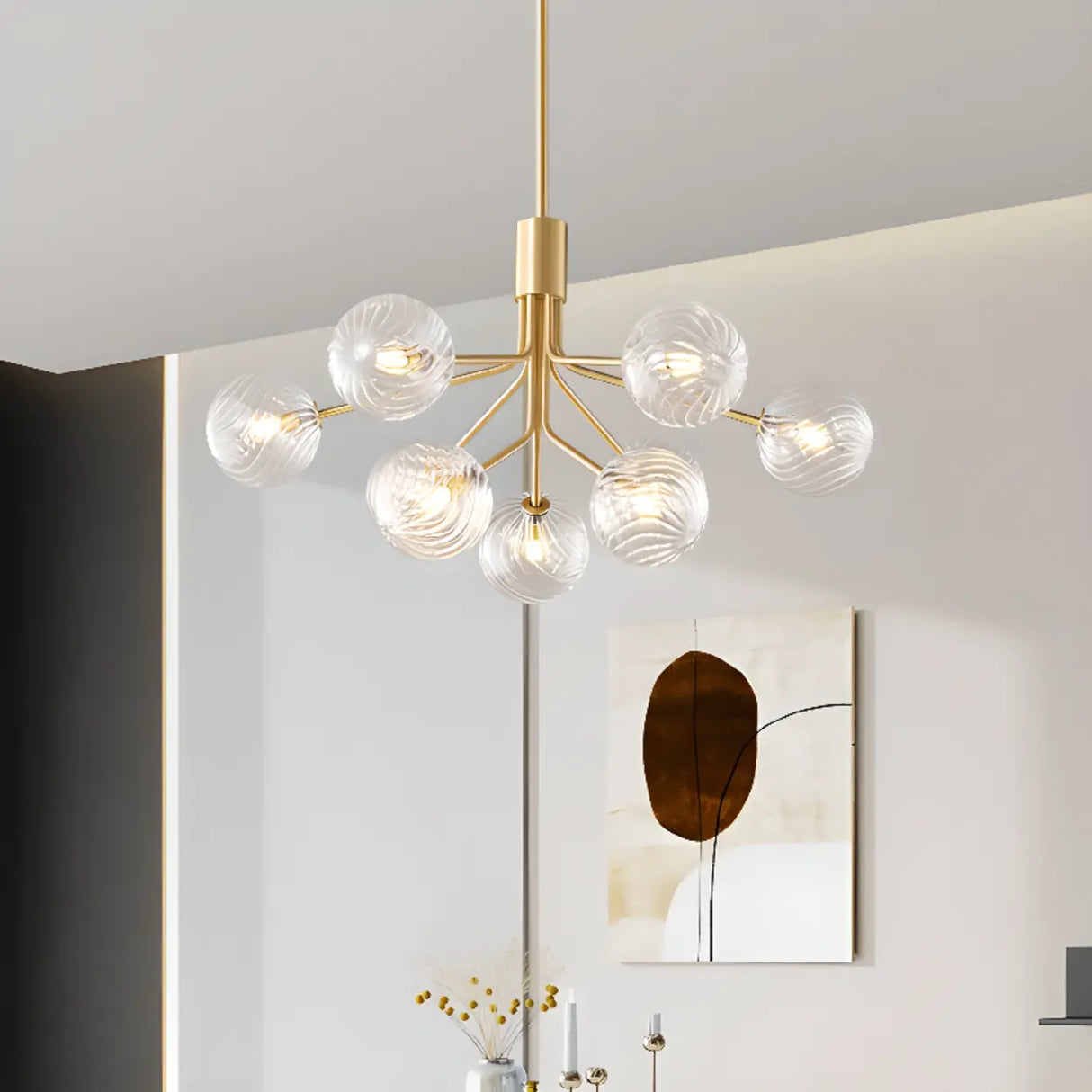 Modern Sputnik Globe Chandelier Adjustable Height Image - 1