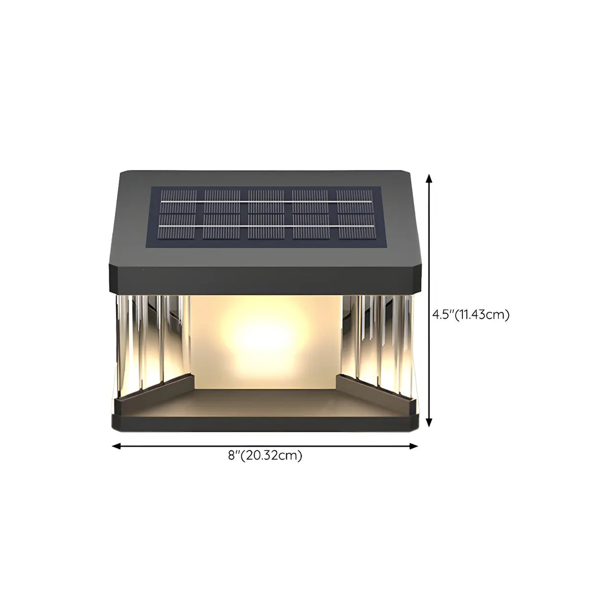 Modern Square Glass Solar Outdoor LED Post Table Lamp