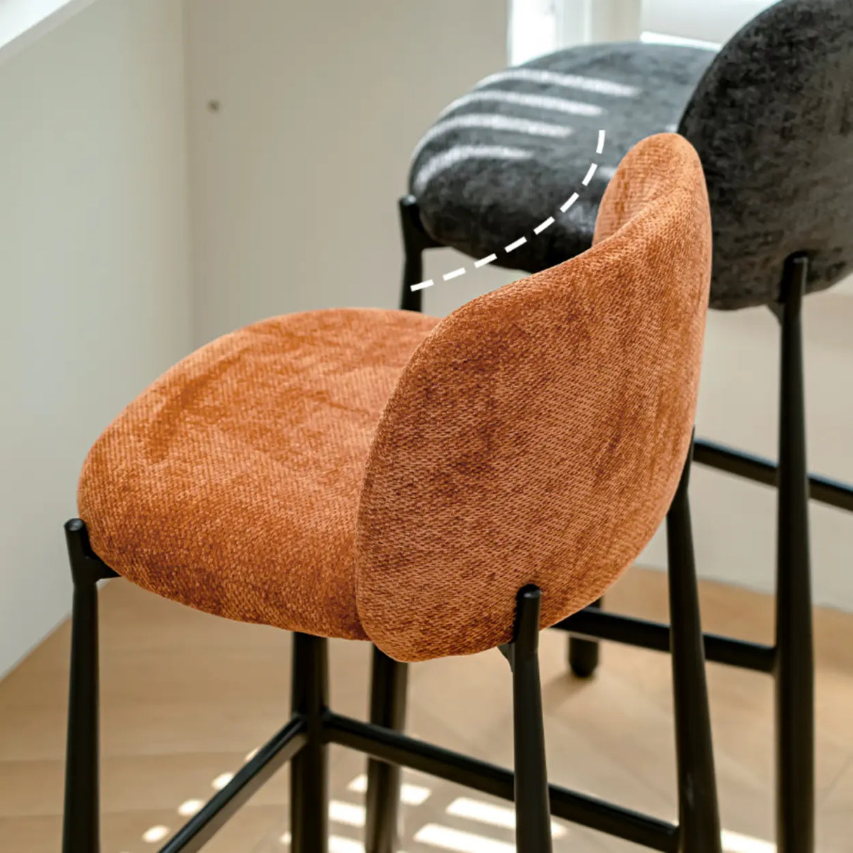 Modern Square Low Back Upholstered Counter Height Bar Stool Image - 10