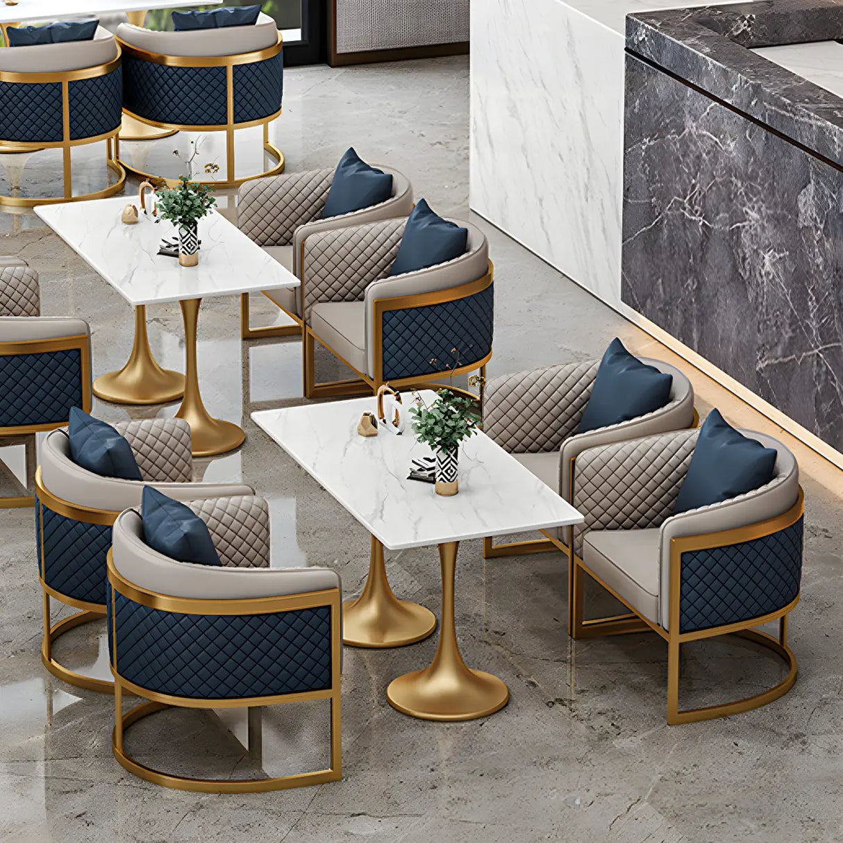 Modern Square Stone Scratch Resistant White Dining Table Image - 10