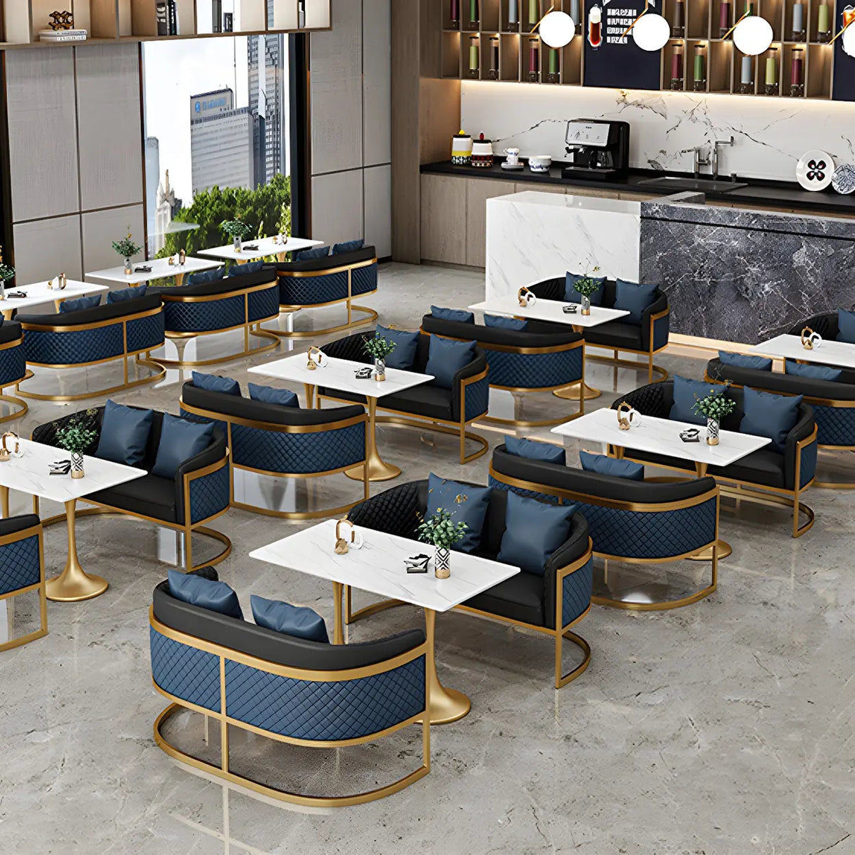 Modern Square Stone Scratch Resistant White Dining Table Image - 12