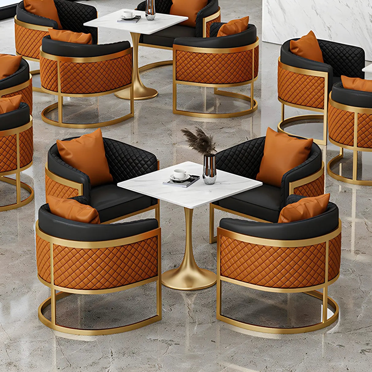 Modern Square Stone Scratch Resistant White Dining Table Image - 14