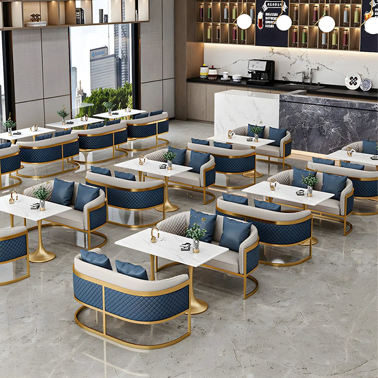 Modern Square Stone Scratch Resistant White Dining Table Image - 3