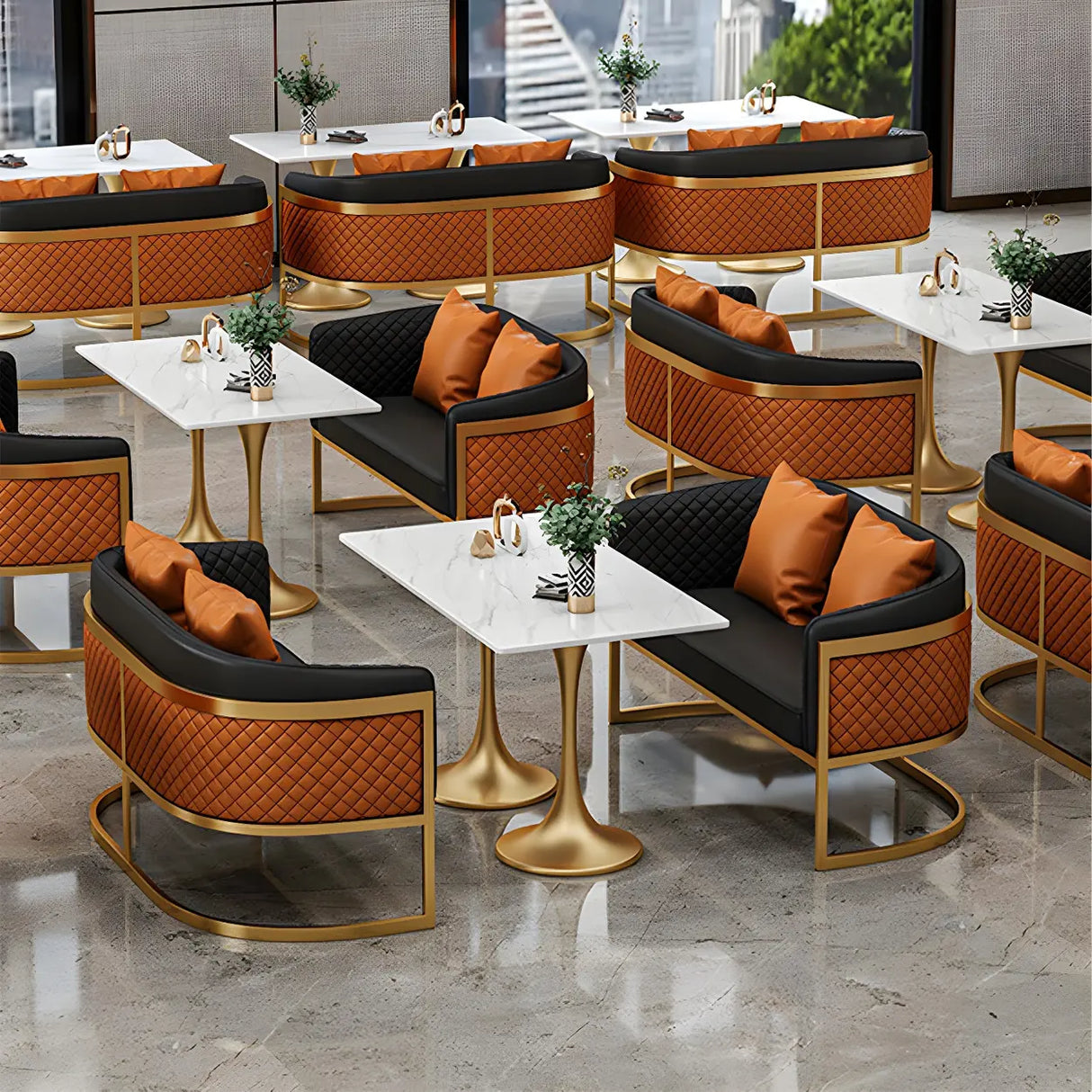 Modern Square Stone Scratch Resistant White Dining Table Image - 4