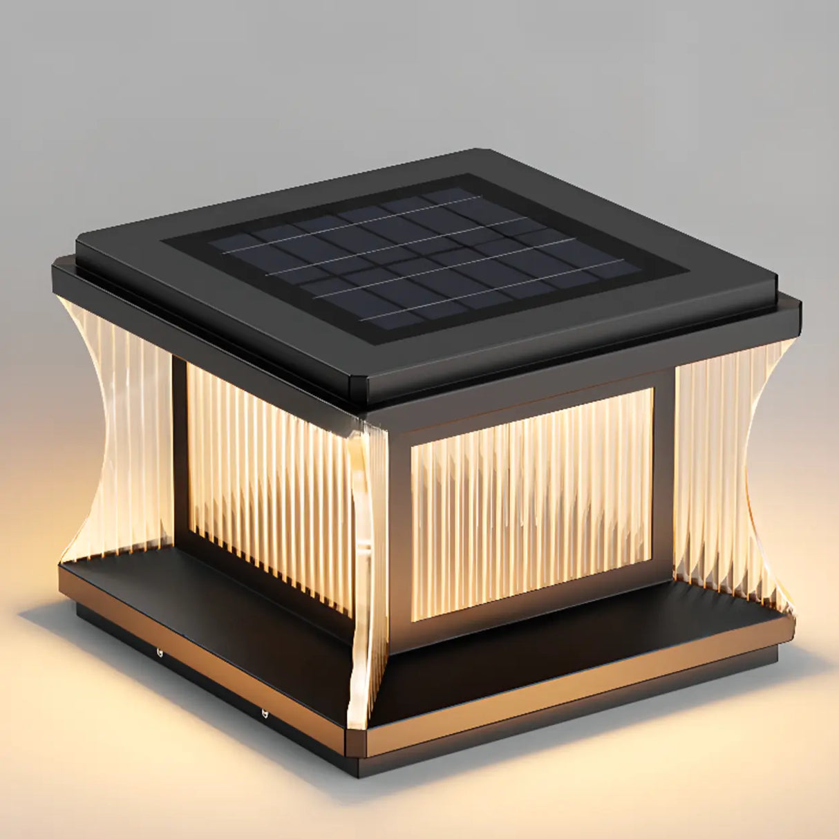 Modern Square Waterproof Solar Outdoor Pillar Light Image - 7