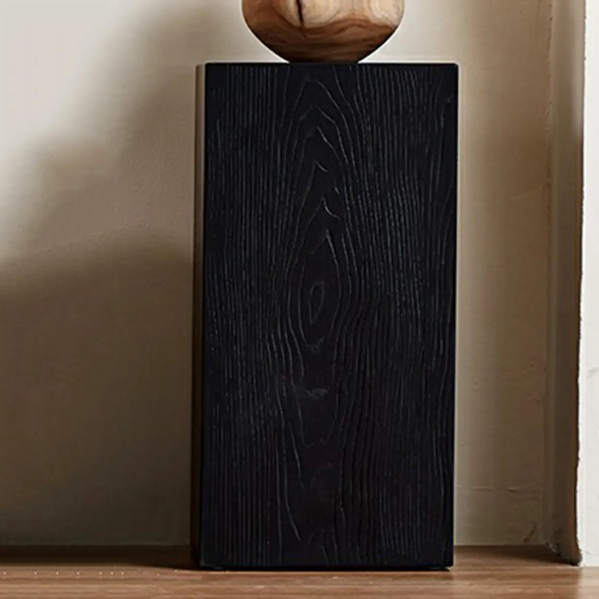 Modern Square Wood Black Brown Floor Plant Stand Image - 11