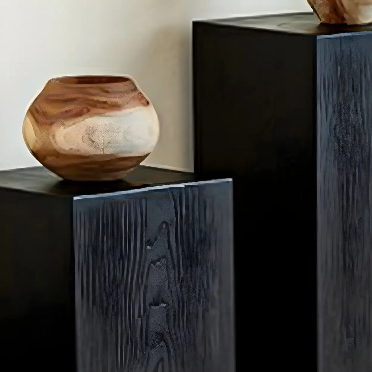 Modern Square Wood Black Brown Floor Plant Stand Image - 16