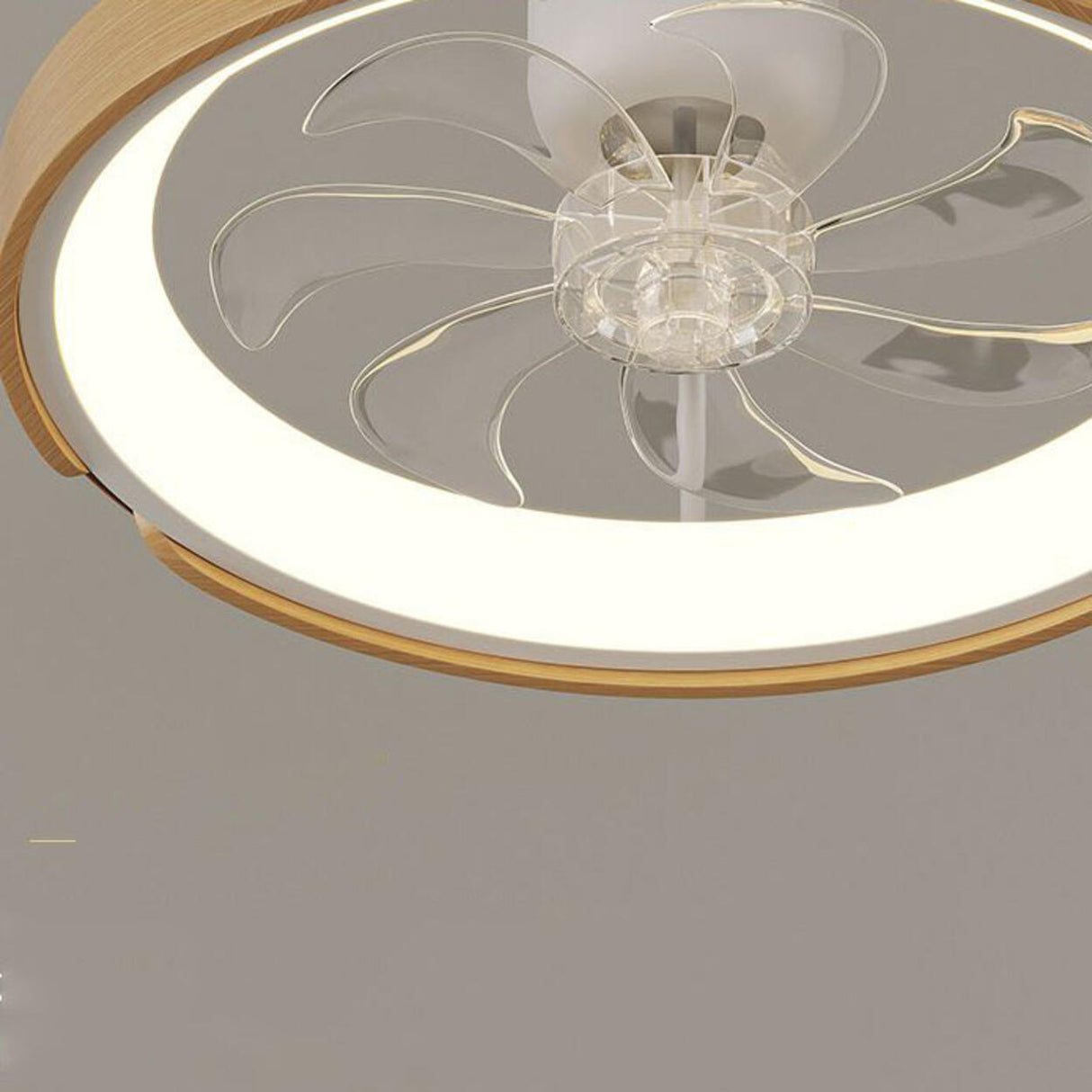 Modern Square Wood Geometric Ceiling Fan with LED Light Image - 11