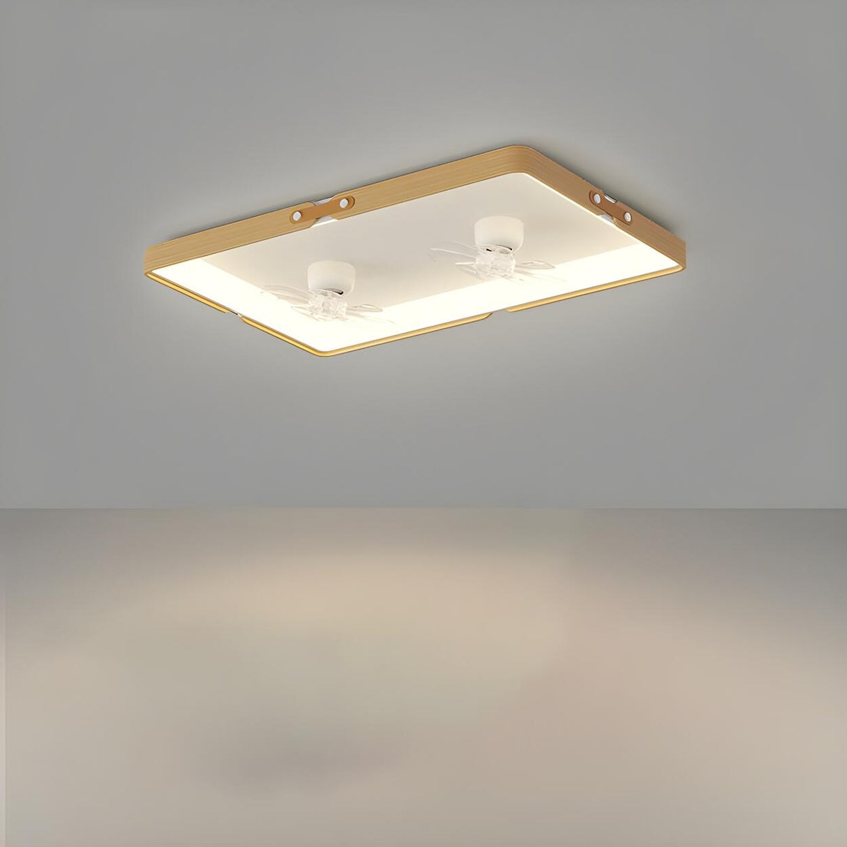 Modern Square Wood Geometric Ceiling Fan with LED Light Image - 5