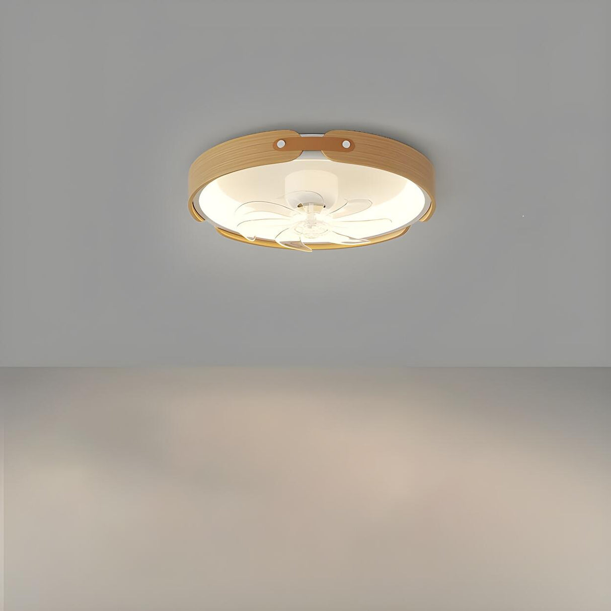 Modern Square Wood Geometric Ceiling Fan with LED Light Image - 7