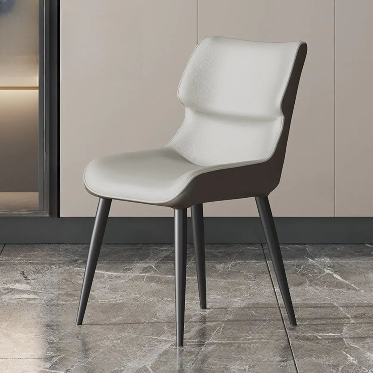 Modern Stain-Resistant Upholstered Leather Dining Chair Image - 5