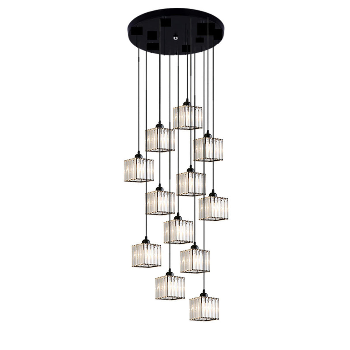 Modern Stairwell Rectangle Crystal Spiral Pendant Light Image - 10