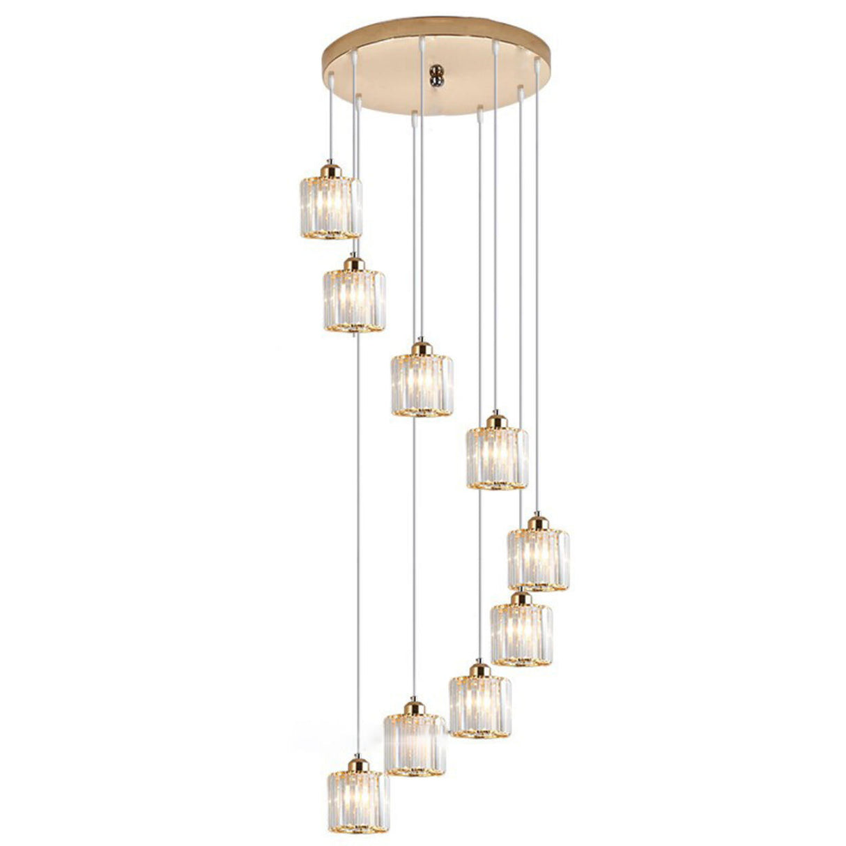 Modern Stairwell Rectangle Crystal Spiral Pendant Light Image - 13