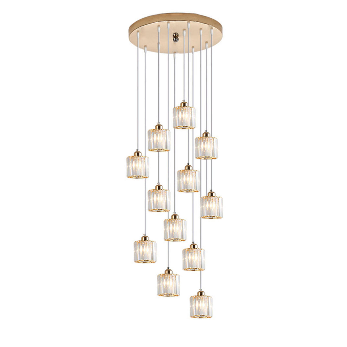 Modern Stairwell Rectangle Crystal Spiral Pendant Light Image - 15