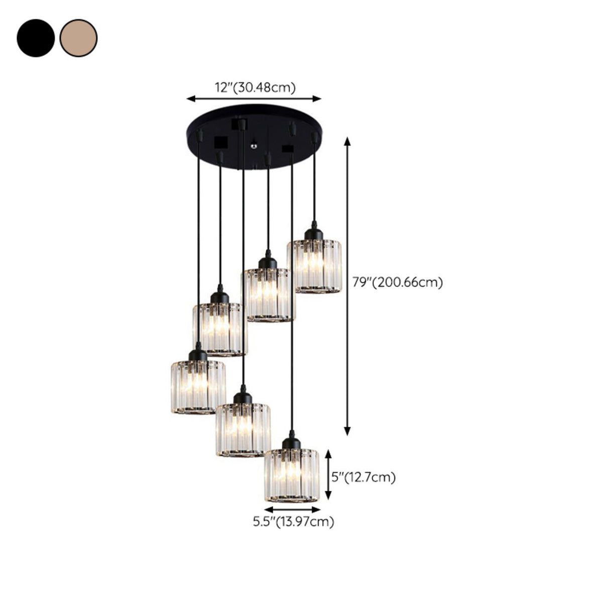 Modern Stairwell Rectangle Crystal Spiral Pendant Light