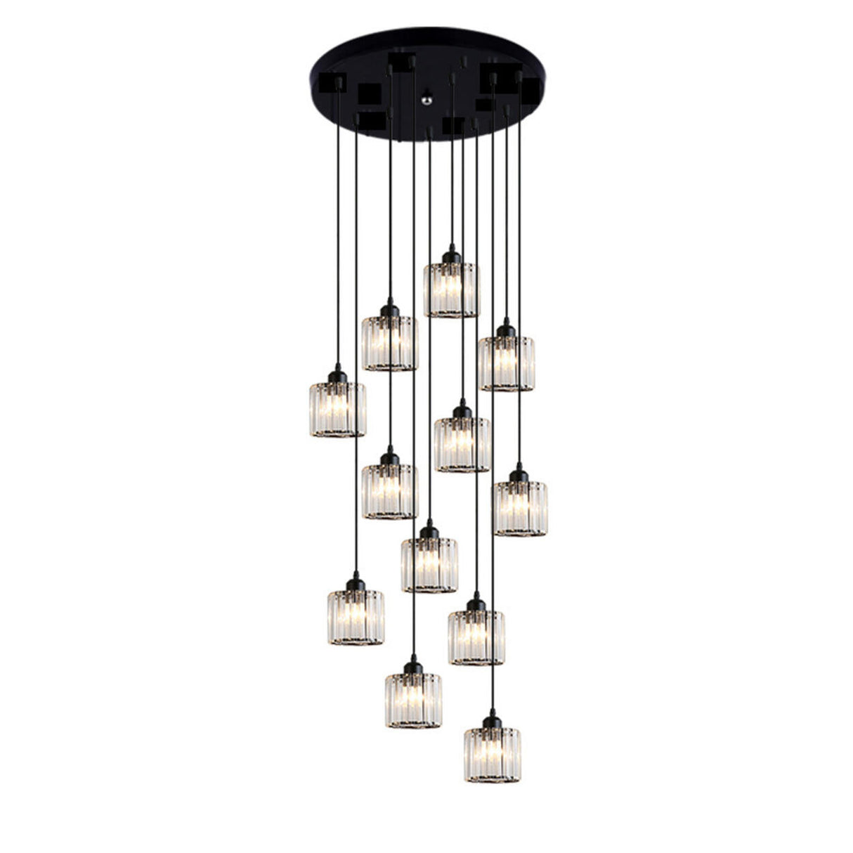 Modern Stairwell Rectangle Crystal Spiral Pendant Light Image - 3
