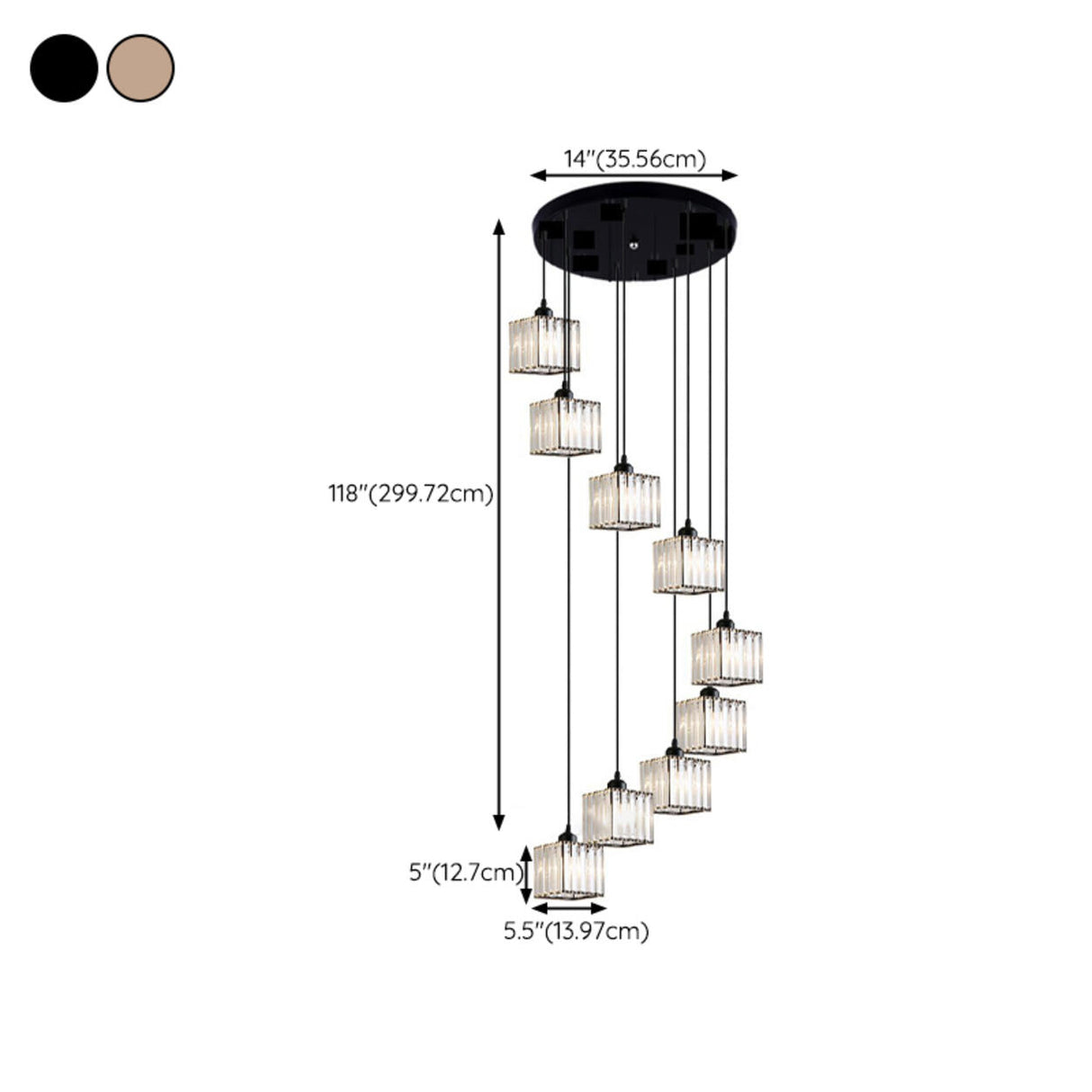 Modern Stairwell Rectangle Crystal Spiral Pendant Light Image - 30