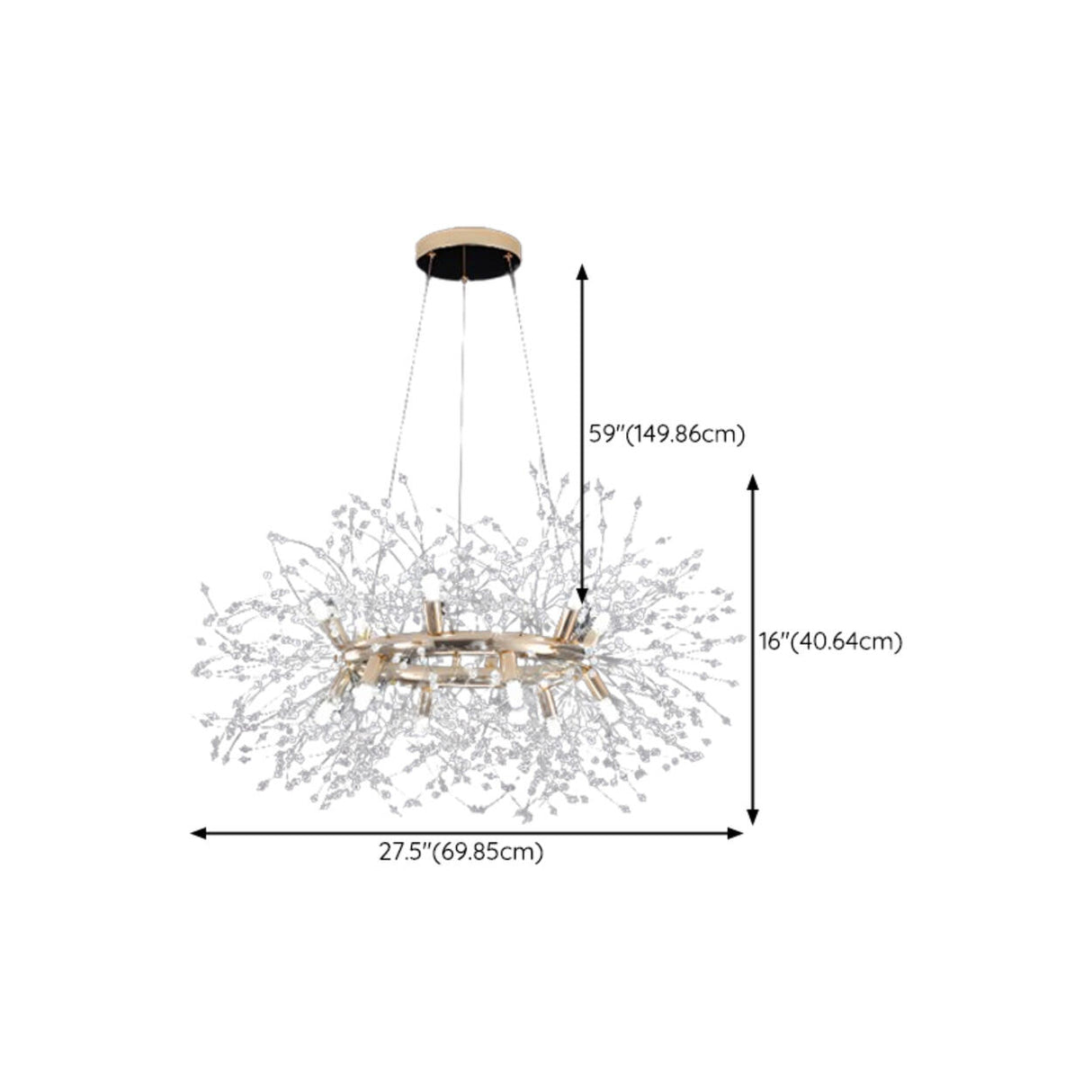 Modern Starburst Crystal Round Chandelier Flexible Length