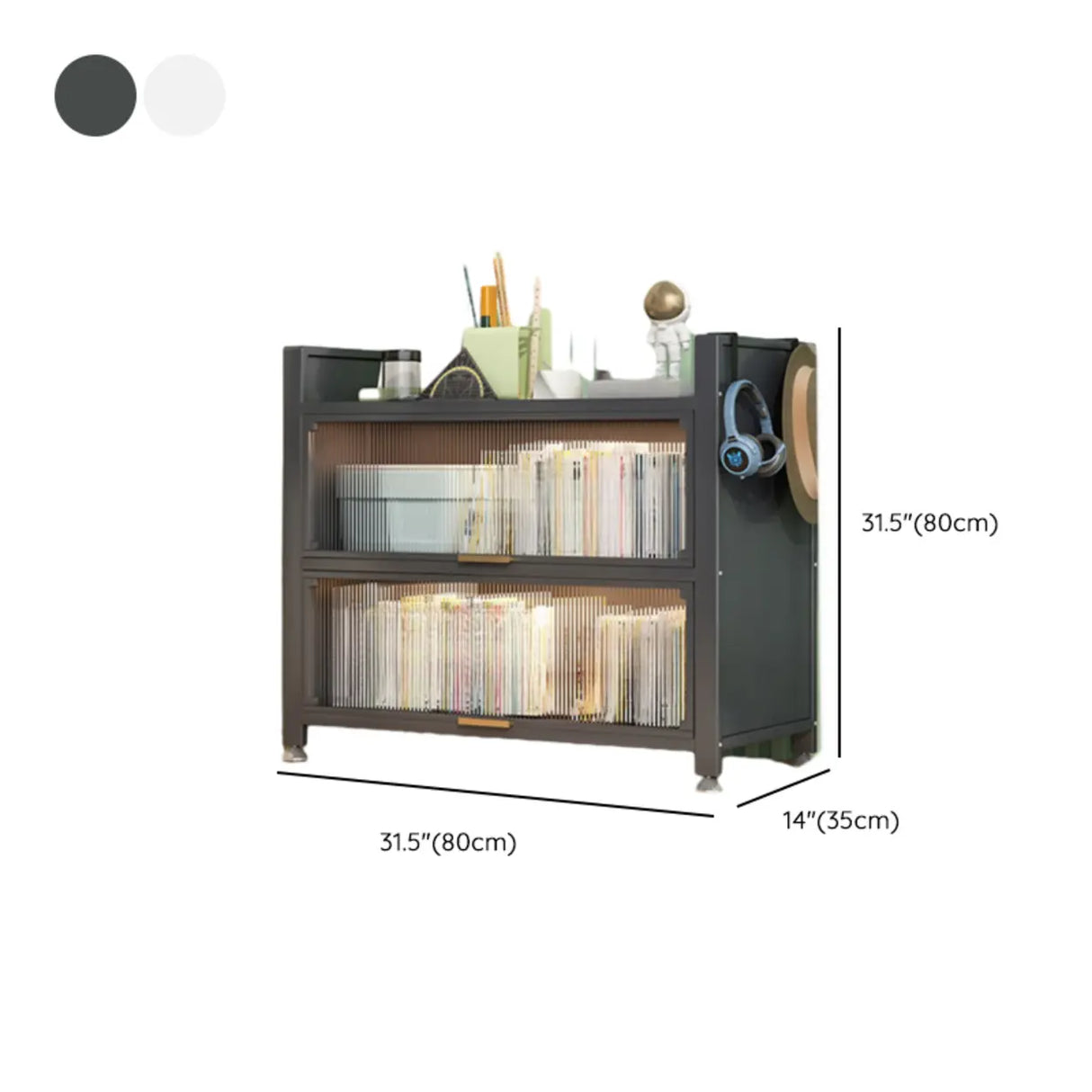 Modern Steel Vertical Shelf Display Bookcase White