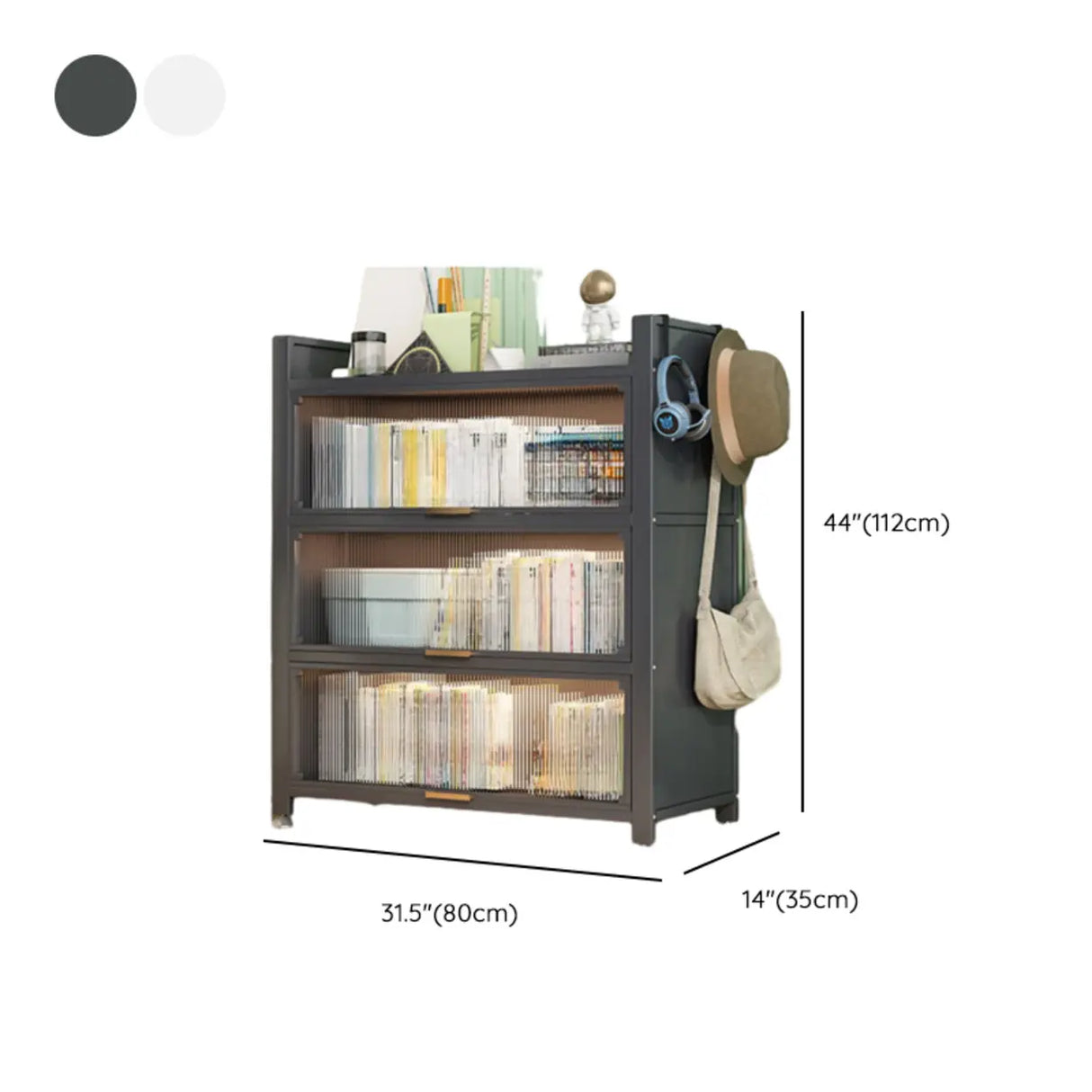 Modern Steel Vertical Shelf Display Bookcase White Image - 14