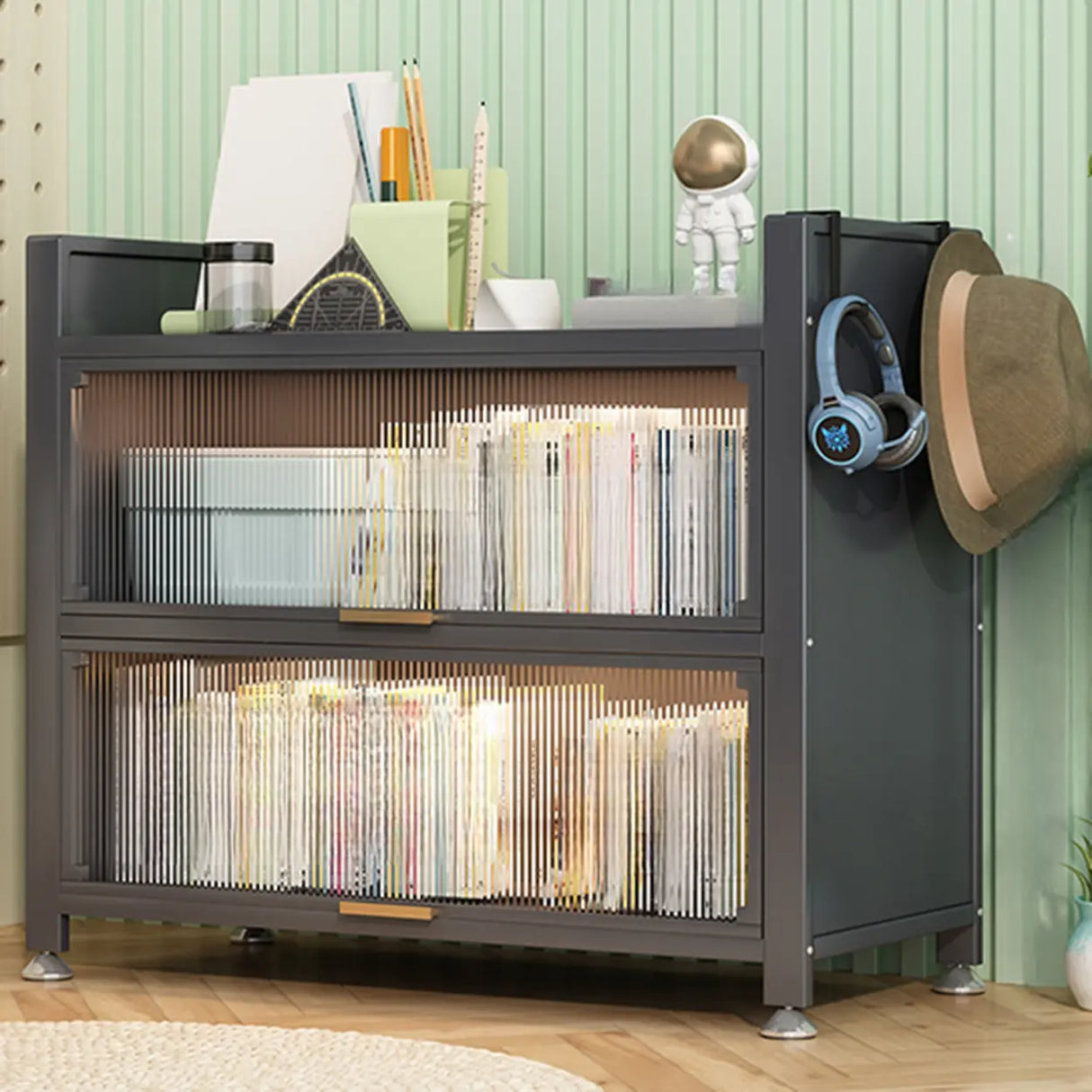 Modern Steel Vertical Shelf Display Bookcase White Image - 3