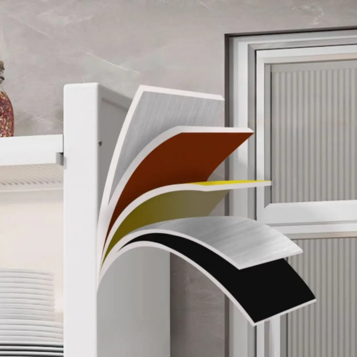 Modern Steel Vertical Shelf Display Bookcase White Image - 6